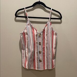 Striped Button-Down Camisole in Red and White